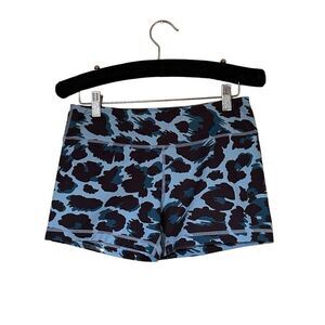 IAB MFG Spandex Booty Shorts Blue Leopard Print Size Women's 8 Medium